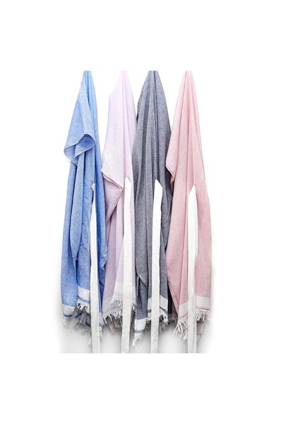 Missi Aegean Breeze Blue Cotton Peshtemal Kimono with White Belt