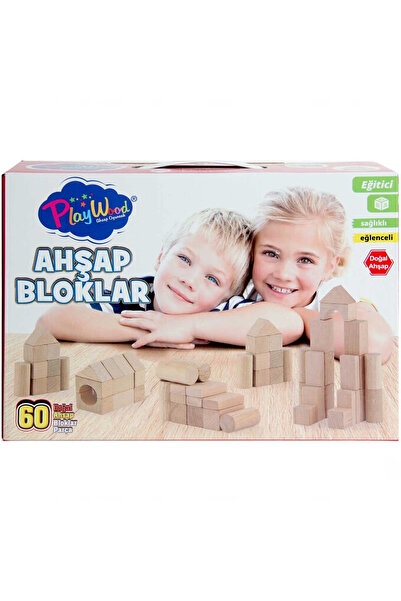 TOYFEST 60 قطعة من بلايوود في صندوق - مكعبات خشبية ملونة