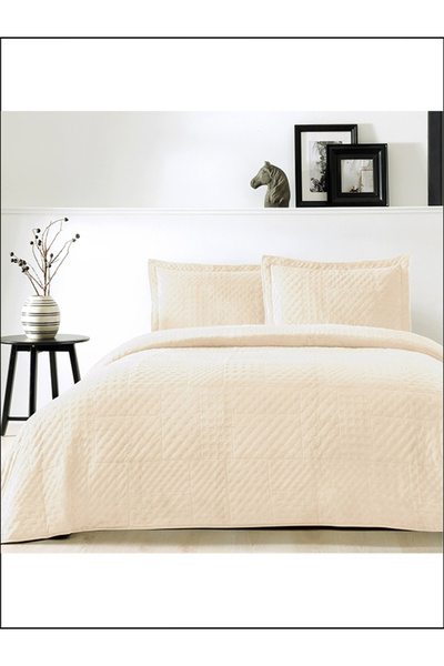 Taç Bedspread Set Alvin Beige Double Size