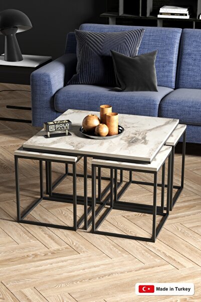 GOLDFALEZ 5-Piece Modern Nesting Coffee Table Set - 1 Center Table  + 4 Side ...