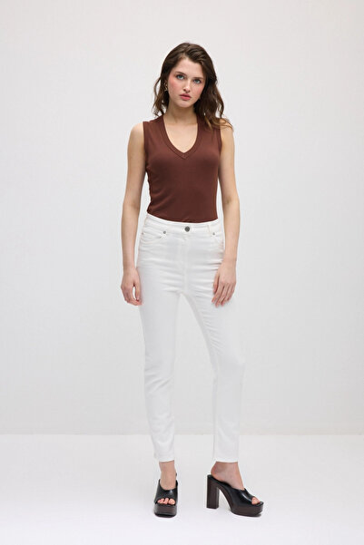 Gusto Slim Denim Pantolon - Beyaz