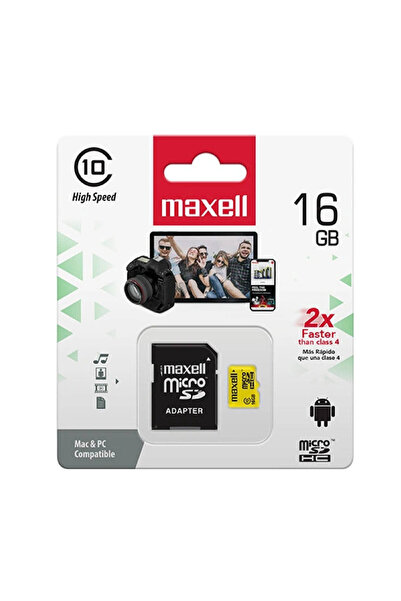 Maxell Card de memorie Micro SDHC de 16GB Clasa 10 cu adaptor