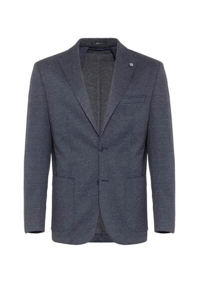 SÜVARİ Lacivert Slim Sivri Yaka Düz Torba Cep 6 Drop Klasik Ceket