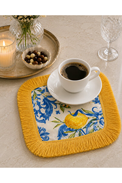 Karam Home Limon desen sarı sunum peçetesi
