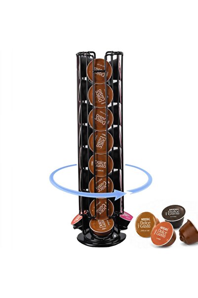 Callena Suport pentru 32 de capsule Dolce Gusto, oțel, vertical, negru, 42x11cm