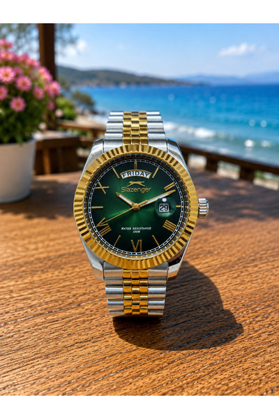 Slazenger Orijinal 2 Yıl Garantili Yeşil Kadran 10ATM Su Geçirmezlik Hediye E...