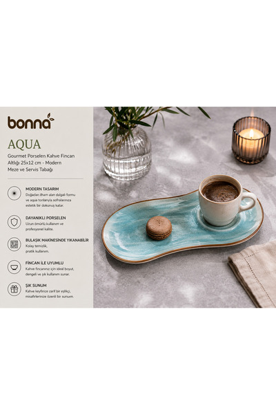 Bonnami Bonna Aqua Gourmet Porselen Dikdörtgen Sunum Tabağı 25x12 cm - Modern...
