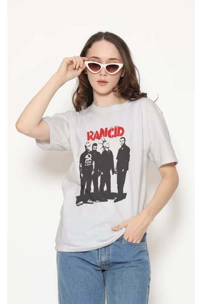 buzagi tasarım ürünleri Rancid Regular Fit Unisex White T-Shirt
