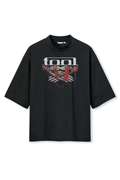 buzagi tasarım ürünleri Tool Digital Printing Oversize Black Unisex T-Shirt