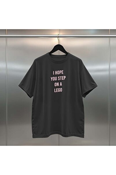 buzagi tasarım ürünleri Step on a Lego Digital Print Oversize Unisex Black T-...