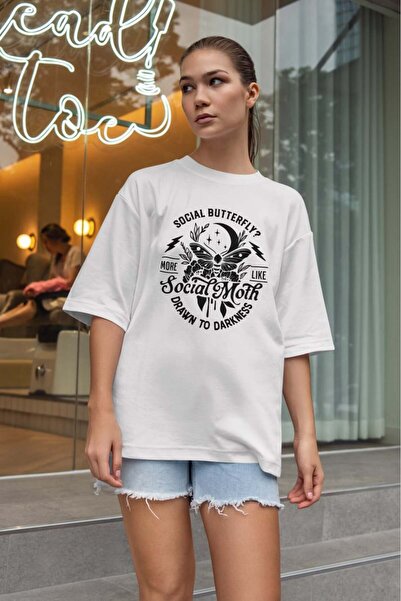 buzagi tasarım ürünleri Sarcastic Oversize Unisex White T-Shirt