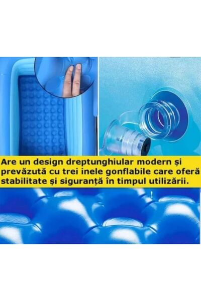 OEM Piscină gonflabilă pătrată pentru copii, model ocean albastru – ideală pentru curte și grădină 120 x 82 x 33 cm