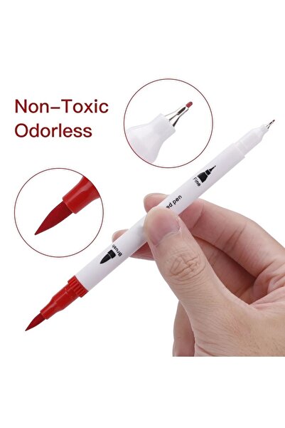 ART PROFFESİONAL 36 Lı Çift Uçlu Fırça Ve 0.4 Mm Fine Uçlu Marker Kalem Seti Cüzdanlık Kalem Seti Pro