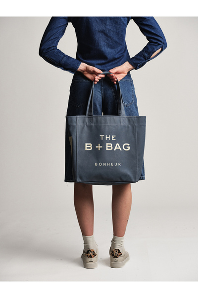 Bonheur Canvas Dark Denim Medium Tote Bag