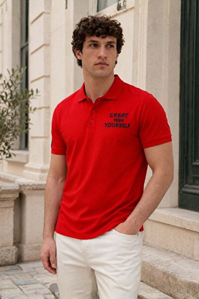 Madmext Tricou roșu cu gât polo pentru bărbați 5247