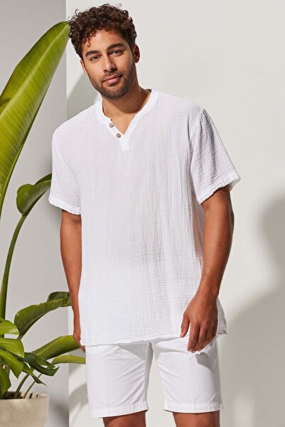 White By Nature Kısa Kol Bisiklet Yaka Ribanalı Erkek T-Shirt