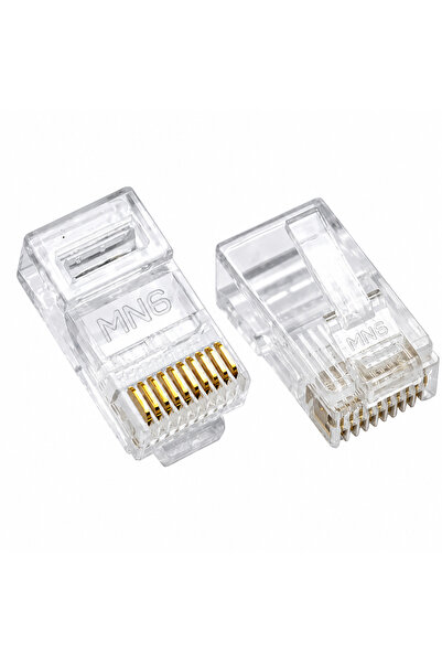 MN6 Mn119F Rj45 10P/10C Modular Plug 30 Pcs Transparent Cable End Connector