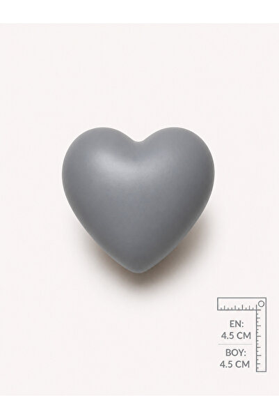 TURUNÇ AKSESUAR Small Gray Chubby Heart Handle - Width 4.5 cm Length 4.5 cm B...