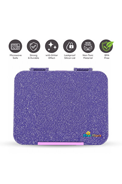 StarMarz Bento Glitter Lunch Box - Unicorn Theme, 4–6 Compartment, 1195 ml