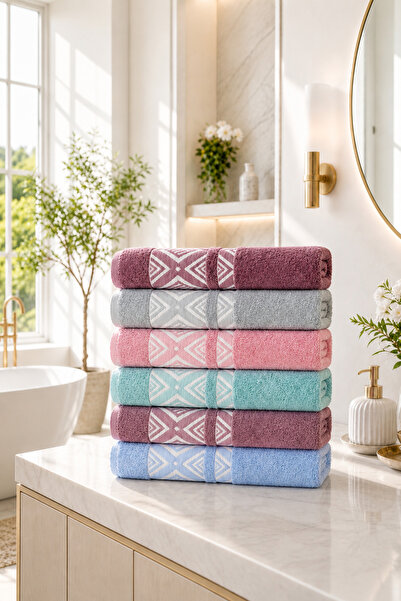 Bikaya Home Medium Jacquard Hand Towel Set |   6 Pieces |   50X90 cm |   100%...