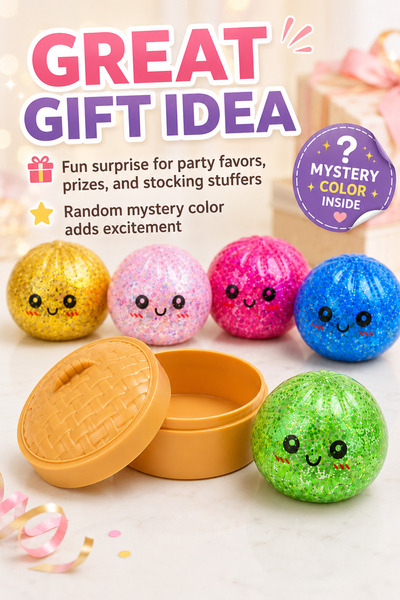 DAT Dumpling Mystery Glitter Squishy Ball Transparent Dumpling Stress Ball Squeezable Sensory Toy Slow Rising Soft Squeeze Toy