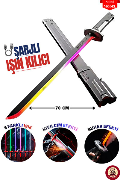 giffy Oyuncak +14 Yaş Kıvılcım Efektli Buharlı RGB 80 CM Kılıç Şarjlı Ses Efe...