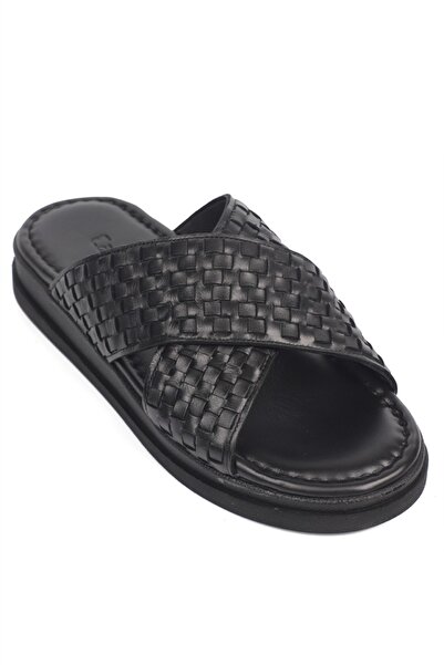 Capone Outfitters Garcon Cross-Strapped Knitted Patterned Men's Slippers