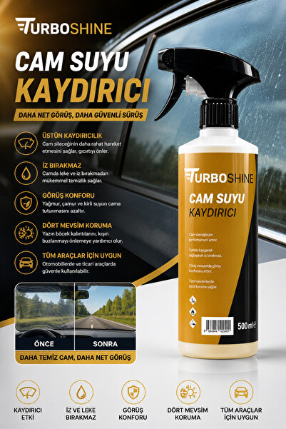 TURBO SHİNE OTO CAM YAĞMUR SUYU KAYDIRICI 500 ML OTO DETALİNG
