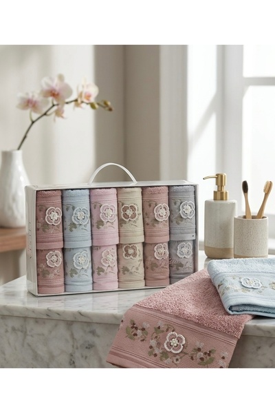 Fiesta Tekstil 12 Piece Laurel Bamboo Towel Set with Mother and Daughter