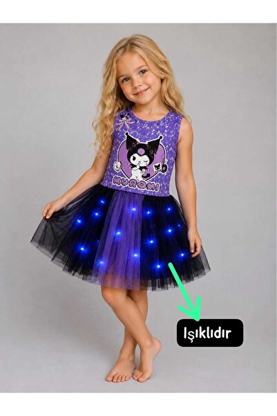3b kids kuromi kostüm elbise ışıklı kostüm penye elbise kostüm doğum günü parti