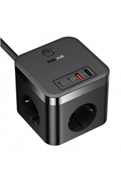 Baseus Quick Charge 30W, 3 x AC, 2 x USB Type-C Output 5V/3A, 2 x USB, lungim...