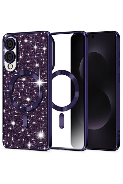 Techsuit Husă pentru Samsung Galaxy S25 Edge - Luxury Glitter MagSafe - Mov î...