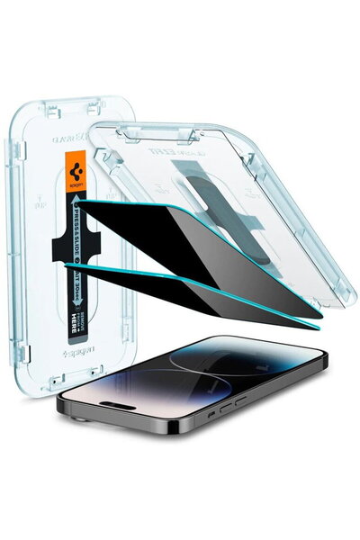 Spigen Sticlă de protecție EZ Fit Privacy, pachet de 2 - iPhone 14 Pro