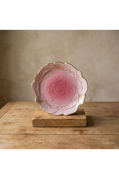 Güral Porselen Rose Premium Hand Decorated Decorative Porcelain Plate 21 cm