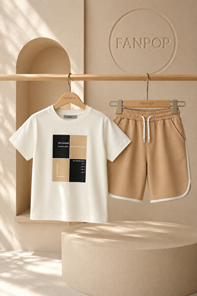 Mutlu Kids Printed Short Sleeve T-Shirt and Shorts 2-Piece Boys' Set