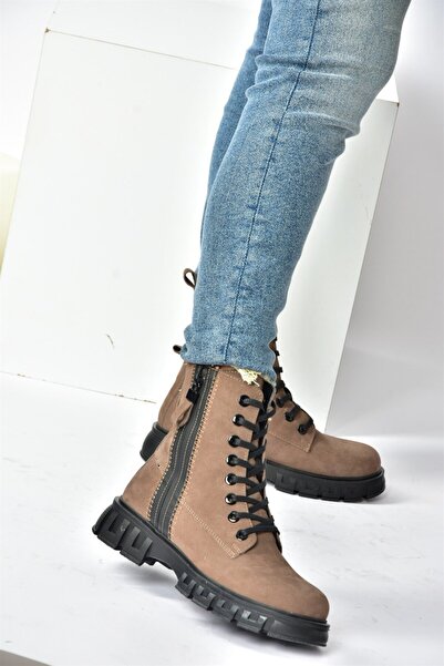 Fox Shoes Cizme de damă zilnice din piele naturală de nurcă nubuc N555102801