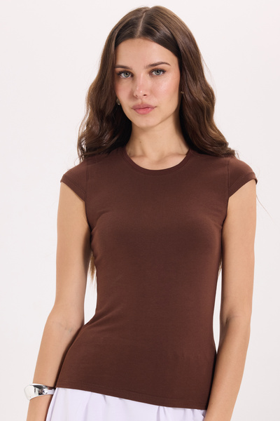 Tudors Γυναικείο μπλουζάκι Slim Fit, από βαμβάκι και λύκρα, με λαιμόκοψη και ...