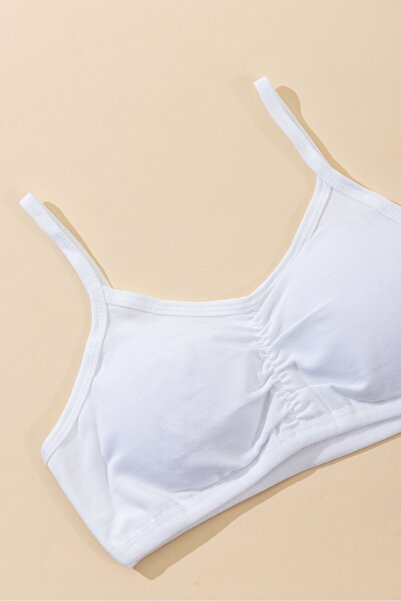 BAYKAR Young Girl Thin Rope Strap Padded Half Tank Bra 4408 White