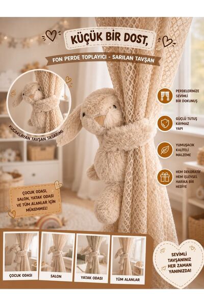 eco sepet Sarılan Tavşan Peluş, Fon Perde Toplayıcı, Hug Me Tavşan Peluş, Kuc...