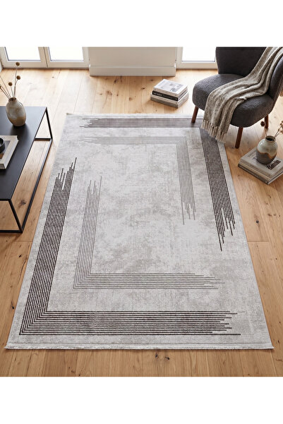 Merinos Vista Gri %100 Akrilik Halı Yumuşak Dokulu Modern Salon Oturma Odası ...