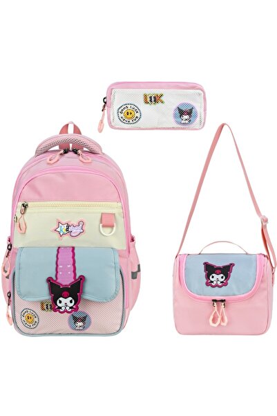 Çınka Bags Patterned Thermal School Backpack and Pencil Case Set for Girls Pr...
