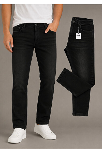 BM BALANCEMODA Pantaloni de blugi pentru bărbați, negri, cu tăietură regulară...