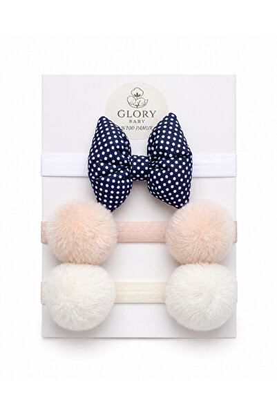 GLORY BABY Baby Girl Bow & Pompom Bandana - Hair Band Set of 3