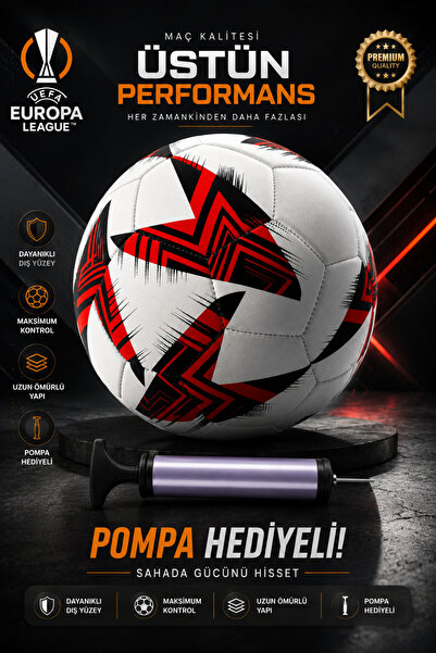 İMVULA Futbol Topu 2025 Uefa Europe League Çim Ve Beton Zemin Maç Topu Pompa ...