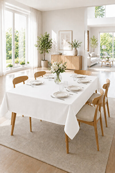 KaiHome Premium Duck Fabric Tablecloth Water and Stain Resistant Wipeable Dur...