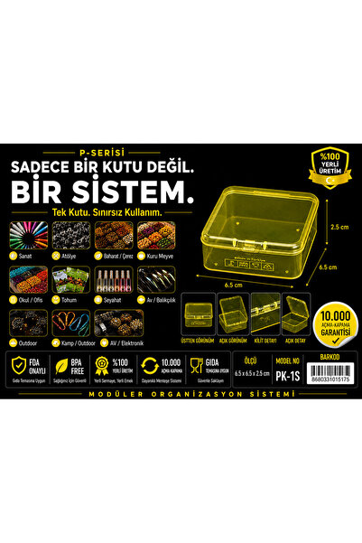 COMPAXE P-Series Pk-30S 30 Units 6.5X6.5X2.5 cm Transparent Yellow Modular St...