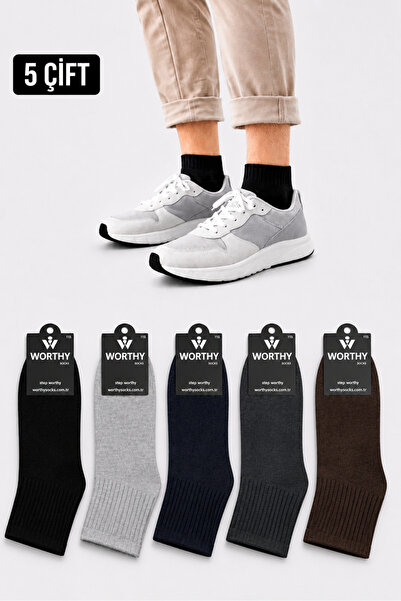 WORTHY SOCKS Pachet de 5 șosete din bumbac pentru bărbați