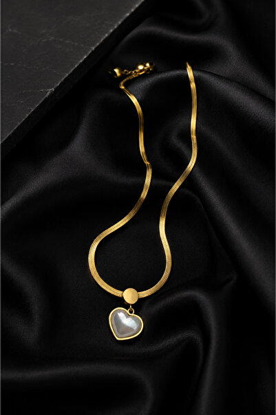 CAXBERN Women's 316L Steel Gold Color Heart Italian Chain Necklace