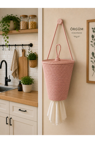 ÖRGÜM Bag Holder Decorative Kitchen Organizer Basket 30X20 cm