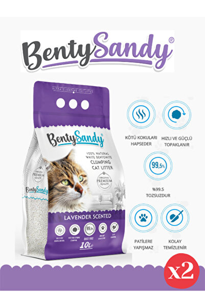 BentySandy Lavanta Kokulu Topaklanan Ince Taneli Kedi Kumu 10lx2